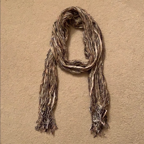 Accessories - Sparkle scarf with small tassels cute gold fashion